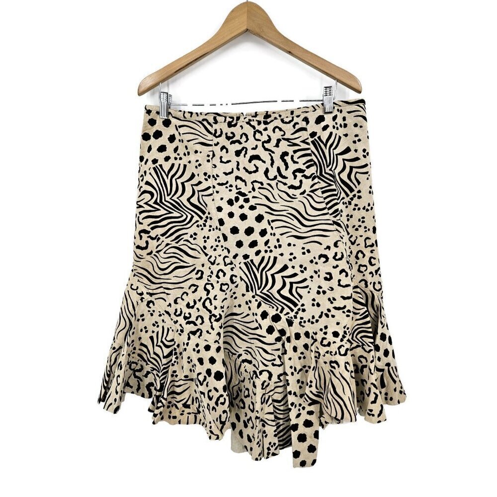 New VTG Newport News Leather Skirt Womens 16 Animal Print Suede Plus Size